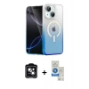 MARSİLYAN™- iPhone 14 Kılıf Eksen Minimal Özel Seri - Şeffaf Royal Nano Ekran Koruyucu + PVD Metal Kamera Lens - YL