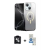 MARSİLYAN™- iPhone 14 Kılıf Eksen Minimal Özel Seri - Şeffaf Royal Nano Ekran Koruyucu + PVD Metal Kamera Lens - YL