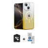 MARSİLYAN™- iPhone 14 Kılıf Eksen Minimal Özel Seri - Şeffaf Royal Nano Ekran Koruyucu + PVD Metal Kamera Lens - YL
