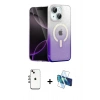 MARSİLYAN™- iPhone 14 Kılıf Eksen Minimal Özel Seri - Siyah 3D Antistatik Cam Ekran Koruyucu + Shine Kamera Lens - GI