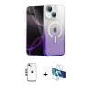 MARSİLYAN™- iPhone 14 Kılıf Eksen Minimal Özel Seri - Siyah 3D Antistatik Cam Ekran Koruyucu + Shine Kamera Lens - GD