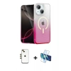 MARSİLYAN™- iPhone 14 Kılıf Eksen Minimal Özel Seri - Siyah 3D Antistatik Cam Ekran Koruyucu + Shine Kamera Lens - GD