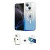 MARSİLYAN™- iPhone 14 Kılıf Eksen Minimal Özel Seri - Siyah 3D Antistatik Cam Ekran Koruyucu + Shine Kamera Lens - GD