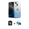 MARSİLYAN™- iPhone 14 Kılıf Eksen Minimal Özel Seri - Siyah 3D Antistatik Cam Ekran Koruyucu + PVD Metal Kamera Lens - MI