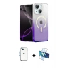 MARSİLYAN™- iPhone 14 Kılıf Eksen Minimal Özel Seri - Siyah 3D Antistatik Cam Ekran Koruyucu + Shine Kamera Lens - MI