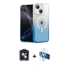 MARSİLYAN™- iPhone 14 Kılıf Eksen Minimal Özel Seri - Siyah 3D Antistatik Cam Ekran Koruyucu + PVD Metal Kamera Lens - SH