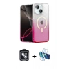 MARSİLYAN™- iPhone 14 Kılıf Eksen Minimal Özel Seri - Siyah 3D Antistatik Cam Ekran Koruyucu + PVD Metal Kamera Lens - SH