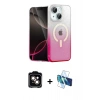 MARSİLYAN™- iPhone 14 Kılıf Eksen Minimal Özel Seri - Siyah 3D Antistatik Cam Ekran Koruyucu + Turuncu PVD Metal Kamera Lens