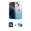 MARSİLYAN™- iPhone 14 Kılıf Eksen Minimal Özel Seri - Siyah 3D Antistatik Cam Ekran Koruyucu + Yeşil PVD Metal Kamera Lens