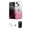 MARSİLYAN™- iPhone 14 Kılıf Eksen Minimal Özel Seri - Siyah 3D Antistatik Hayalet Cam Ekran Koruyucu + Diamond Kamera Lens - SABE