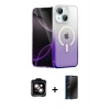 MARSİLYAN™- iPhone 14 Kılıf Eksen Minimal Özel Seri - Siyah 3D Antistatik Hayalet Cam Ekran Koruyucu + PVD Metal Kamera Lens - TU