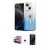 MARSİLYAN™- iPhone 14 Kılıf Eksen Minimal Özel Seri - Siyah 3D Antistatik Hayalet Cam Ekran Koruyucu + Raze Metal Kamera Lens - KI