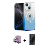MARSİLYAN™- iPhone 14 Kılıf Eksen Minimal Özel Seri - Siyah 3D Antistatik Hayalet Cam Ekran Koruyucu + Raze Metal Kamera Lens - MR