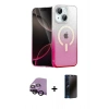 MARSİLYAN™- iPhone 14 Kılıf Eksen Minimal Özel Seri - Siyah 3D Antistatik Hayalet Cam Ekran Koruyucu + Raze Metal Kamera Lens - SH