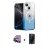 MARSİLYAN™- iPhone 14 Kılıf Eksen Minimal Özel Seri - Siyah 3D Antistatik Hayalet Cam Ekran Koruyucu + Raze Metal Kamera Lens - SH