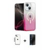 MARSİLYAN™- iPhone 14 Kılıf Eksen Minimal Özel Seri - Siyah 3D Antistatik Hayalet Cam Ekran Koruyucu + Shine Kamera Lens - GI