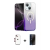 MARSİLYAN™- iPhone 14 Kılıf Eksen Minimal Özel Seri - Siyah 3D Antistatik Hayalet Cam Ekran Koruyucu + Shine Kamera Lens - KI