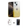 MARSİLYAN™- iPhone 14 Kılıf Eksen Minimal Özel Seri - Siyah 3D Antistatik Hayalet Cam Ekran Koruyucu + Shine Kamera Lens - KI