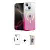 MARSİLYAN™- iPhone 14 Kılıf Eksen Minimal Özel Seri - Siyah Bilvis 3D Cam Ekran Koruyucu + Mavi Shine Kamera Lens