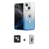 MARSİLYAN™- iPhone 14 Kılıf Eksen Minimal Özel Seri - Siyah Bilvis 3D Cam Ekran Koruyucu + PVD Metal Kamera Lens - PE