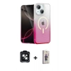 MARSİLYAN™- iPhone 14 Kılıf Eksen Minimal Özel Seri - Siyah Bilvis 3D Cam Ekran Koruyucu + PVD Metal Kamera Lens - YL