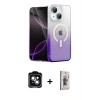 MARSİLYAN™- iPhone 14 Kılıf Eksen Minimal Özel Seri - Siyah Bilvis 3D Cam Ekran Koruyucu + PVD Metal Kamera Lens - YL