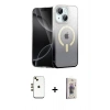MARSİLYAN™- iPhone 14 Kılıf Eksen Minimal Özel Seri - Siyah Bilvis 3D Cam Ekran Koruyucu + Shine Kamera Lens - GD