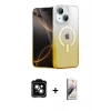 MARSİLYAN™- iPhone 14 Kılıf Eksen Minimal Özel Seri - Siyah Bilvis 3D Mat Cam Ekran Koruyucu + PVD Metal Kamera Lens - TU