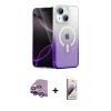 MARSİLYAN™- iPhone 14 Kılıf Eksen Minimal Özel Seri - Siyah Bilvis 3D Mat Cam Ekran Koruyucu + Raze Metal Kamera Lens - MR