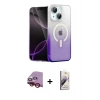 MARSİLYAN™- iPhone 14 Kılıf Eksen Minimal Özel Seri - Siyah Bilvis 3D Mat Cam Ekran Koruyucu + Raze Metal Kamera Lens - KI