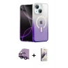 MARSİLYAN™- iPhone 14 Kılıf Eksen Minimal Özel Seri - Siyah Bilvis 3D Mat Cam Ekran Koruyucu + Raze Metal Kamera Lens - SH