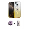 MARSİLYAN™- iPhone 14 Kılıf Eksen Minimal Özel Seri - Siyah Bilvis 3D Mat Cam Ekran Koruyucu + Raze Metal Kamera Lens - SH