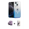 MARSİLYAN™- iPhone 14 Kılıf Eksen Minimal Özel Seri - Siyah Bilvis 3D Mat Cam Ekran Koruyucu + Raze Metal Kamera Lens - SH