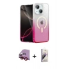 MARSİLYAN™- iPhone 14 Kılıf Eksen Minimal Özel Seri - Siyah Bilvis 3D Mat Cam Ekran Koruyucu + Raze Metal Kamera Lens - KI