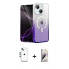 MARSİLYAN™- iPhone 14 Kılıf Eksen Minimal Özel Seri - Siyah Bilvis 3D Mat Cam Ekran Koruyucu + Shine Kamera Lens - MI
