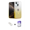MARSİLYAN™- iPhone 14 Kılıf Eksen Minimal Özel Seri - Siyah Bilvis 5in1 3D Magic Cam Ekran Koruyucu + Diamond Kamera Lens - KI