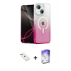 MARSİLYAN™- iPhone 14 Kılıf Eksen Minimal Özel Seri - Siyah Bilvis 5in1 3D Magic Cam Ekran Koruyucu + Diamond Kamera Lens - KI