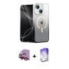 MARSİLYAN™- iPhone 14 Kılıf Eksen Minimal Özel Seri - Siyah Bilvis 5in1 3D Magic Cam Ekran Koruyucu + Raze Metal Kamera Lens - KI