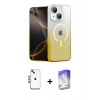 MARSİLYAN™- iPhone 14 Kılıf Eksen Minimal Özel Seri - Siyah Bilvis 5in1 3D Magic Cam Ekran Koruyucu + Mavi Shine Kamera Lens