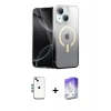 MARSİLYAN™- iPhone 14 Kılıf Eksen Minimal Özel Seri - Siyah Bilvis 5in1 3D Magic Cam Ekran Koruyucu + Mavi Shine Kamera Lens