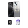 MARSİLYAN™- iPhone 14 Kılıf Eksen Minimal Özel Seri - Siyah Bilvis 5in1 3D Magic Cam Ekran Koruyucu + PVD Metal Kamera Lens - TU