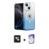 MARSİLYAN™- iPhone 14 Kılıf Eksen Minimal Özel Seri - Siyah Bilvis 5in1 3D Magic Cam Ekran Koruyucu + PVD Metal Kamera Lens - PE