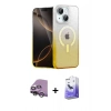 MARSİLYAN™- iPhone 14 Kılıf Eksen Minimal Özel Seri - Siyah Bilvis 5in1 5D Magic Hayalet Cam Ekran Koruyucu + Raze Metal Kamera Lens - GS