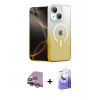 MARSİLYAN™- iPhone 14 Kılıf Eksen Minimal Özel Seri - Siyah Bilvis 5in1 5D Magic Hayalet Cam Ekran Koruyucu + Raze Metal Kamera Lens - MR