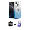 MARSİLYAN™- iPhone 14 Kılıf Eksen Minimal Özel Seri - Siyah Bilvis 5in1 5D Magic Hayalet Cam Ekran Koruyucu + PVD Metal Kamera Lens - TU