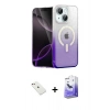 MARSİLYAN™- iPhone 14 Kılıf Eksen Minimal Özel Seri - Siyah Bilvis 5in1 5D Magic Hayalet Cam Ekran Koruyucu + Diamond Kamera Lens - PE