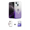MARSİLYAN™- iPhone 14 Kılıf Eksen Minimal Özel Seri - Siyah Bilvis 5in1 5D Magic Hayalet Cam Ekran Koruyucu + Shine Kamera Lens - KI