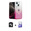 MARSİLYAN™- iPhone 14 Kılıf Eksen Minimal Özel Seri - Siyah Bilvis 5in1 5D Magic Hayalet Cam Ekran Koruyucu + PVD Metal Kamera Lens - YL