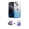 MARSİLYAN™- iPhone 14 Kılıf Eksen Minimal Özel Seri - Siyah Bilvis 5in1 5D Magic Hayalet Cam Ekran Koruyucu + Raze Metal Kamera Lens - GS