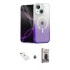 MARSİLYAN™- iPhone 14 Kılıf Eksen Minimal Özel Seri - Siyah Bilvis Hayalet Cam Ekran Koruyucu + Diamond Kamera Lens - KI